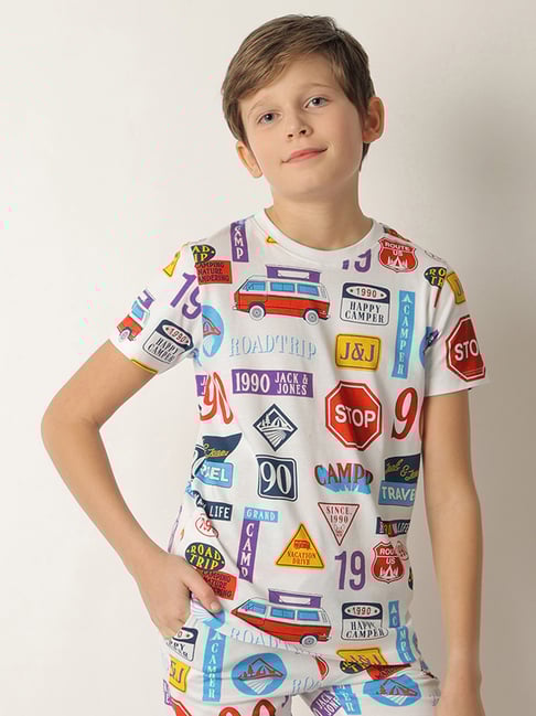 Jack Jones Junior White Printed T-Shirt