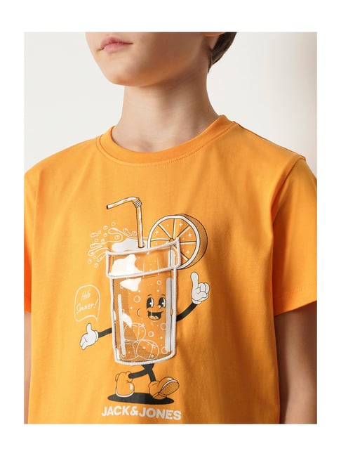 Buy Jack & Jones Junior Orange Printed T-Shirt for Boys Clothing