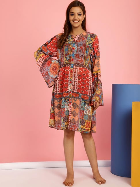 Secret Wish Multicolored Printed Cover Up Dress