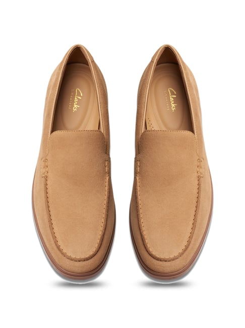Clarks tan loafers sales