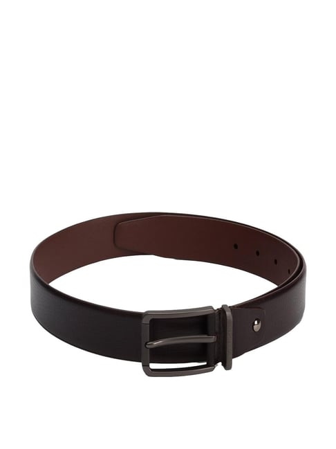 Van Heusen Black Leather Textured Waist Belt for Men-picture-39