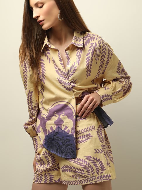 Vero Moda Cream & Lavender Printed Shirt-picture-37