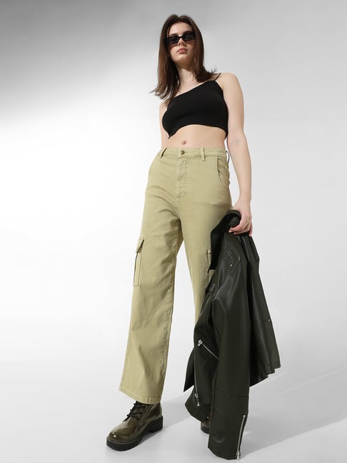 Only Green Straight Fit High Rise Cargo Pants