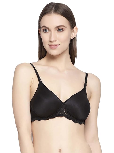 AROUSY Black Cotton Lace Work T-Shirt Bra-picture-24