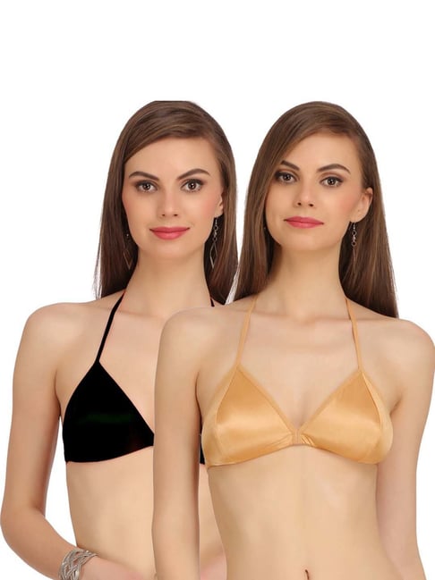 AROUSY Black & Golden Cotton Backless Bras - Pack Of 2-picture-38