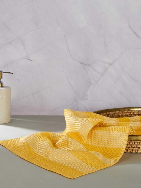 Fabindia Standalone Yellow Cotton Honeycomb Hand Towel-picture-38