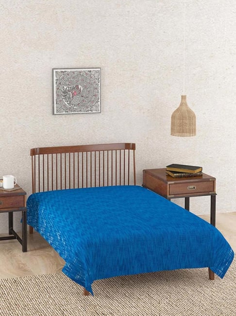 Fabindia Chaman Blue Cotton Double Bed Cover