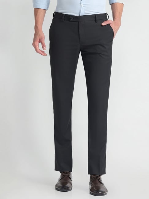 Arrow Black Regular Fit Trousers-picture-42