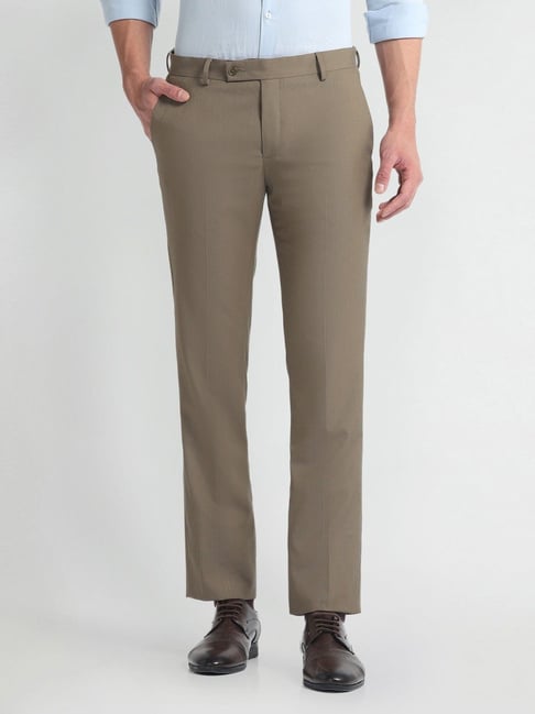 Arrow Brown Regular Fit Trousers-picture-23
