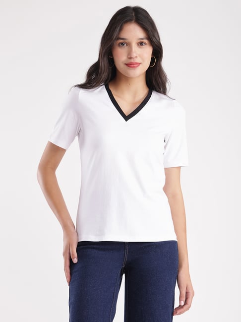 fable street Fablestreet White Cotton Relaxed Fit T-Shirt-picture-17