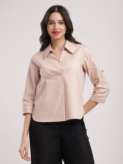 fable street Fablestreet Beige Linen Relaxed Fit Top-picture-32