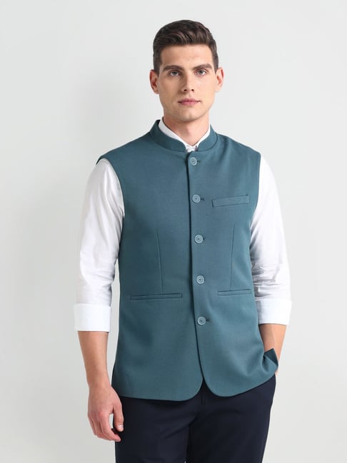 Buy Arrow Green Regular Fit Nehru Jacket for Mens Online Tata CLiQ