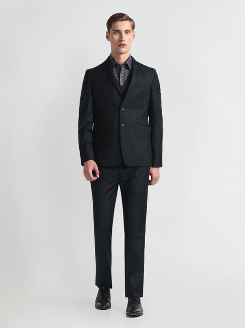 Arrow Green Regular Fit Checks Three Piece Suit