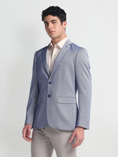 Buy Arrow Blue Slim Fit Texture Blazer for Mens Online @ Tata CLiQ