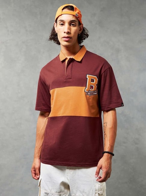 Oversized Shirt Bewakoof Polo T Shirts Bewakoof Brick Red Loose