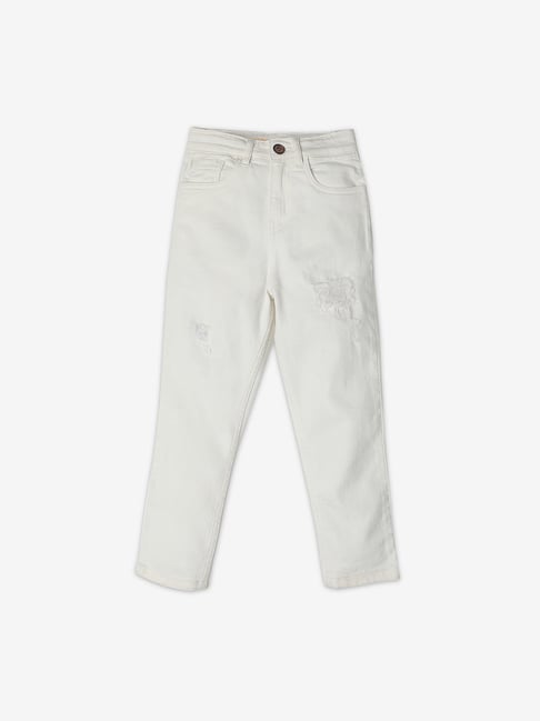 Ed-a-Mamma Girls Off White Solid Jeans