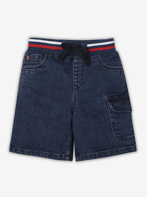 Ed-a-Mamma Kids Blue Solid Shorts