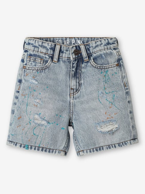 Ed-a-Mamma Kids Blue Distressed Denim Shorts