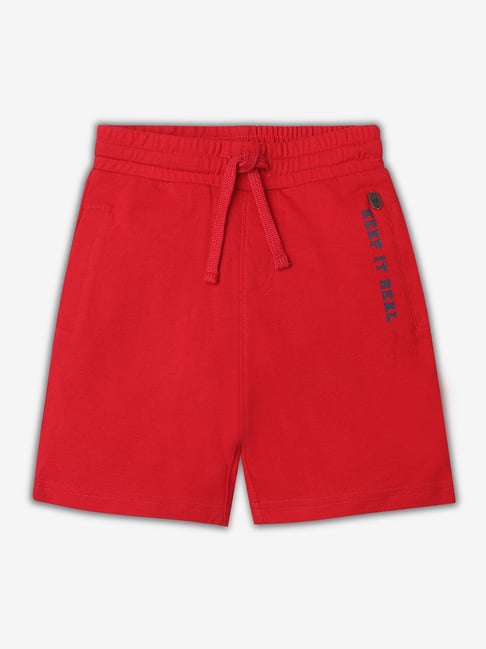 Ed-a-Mamma Kids Red Solid Shorts