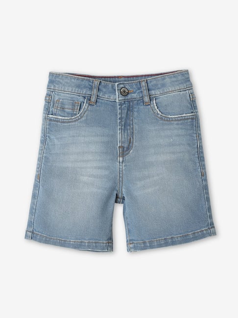 Ed-a-Mamma Boys Light Blue Solid Denim Shorts