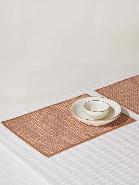 Fabindia Arali Orange Cotton Silk Mats - Set of 6-image-26