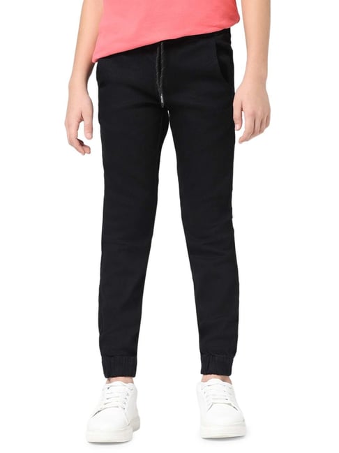 Boys Slim Fit Black Joggers Jack Jones Junior Black Relaxed Fit