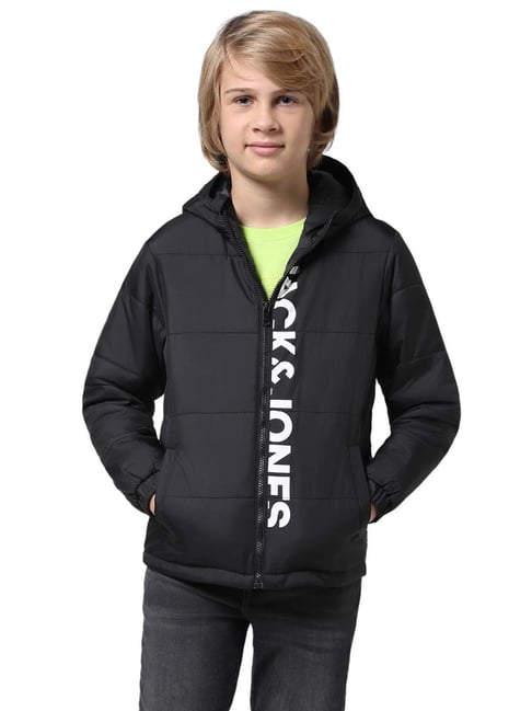 Buy Jack Jones Junior Black Printed Jacket for Boys Clothing