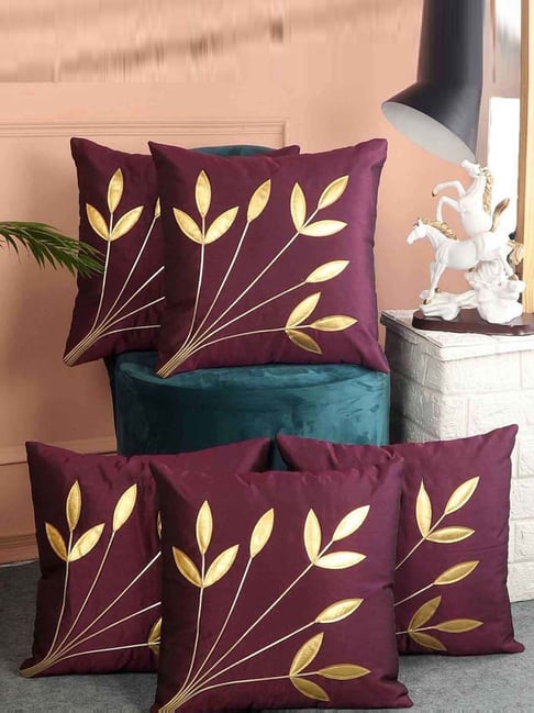 MFD HOME Furnishing Purple Polyester Cushion Cover - Set of 5-picture-39