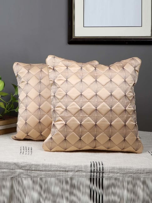 MFD HOME Furnishing Beige Satin Cushion Cover - Set of 2-picture-28