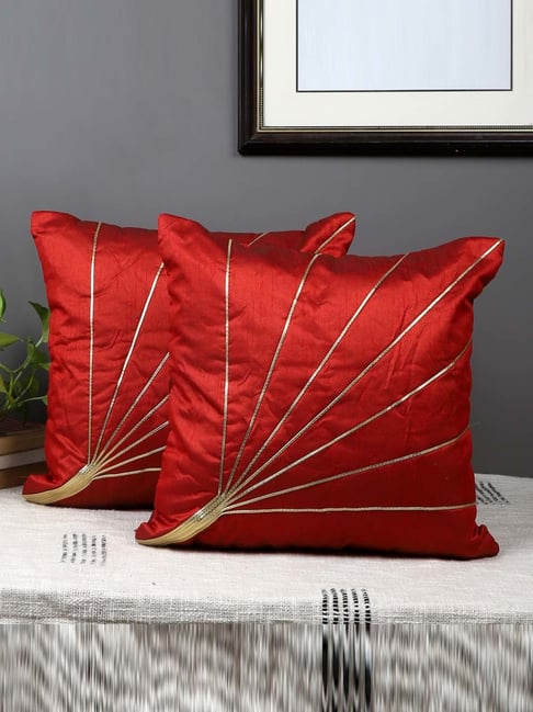 MFD HOME Furnishing Red Polyester Cushion Cover - Set of 2-picture-11