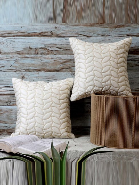 MFD HOME Furnishing White Satin Cushion Cover - Set of 2-picture-24