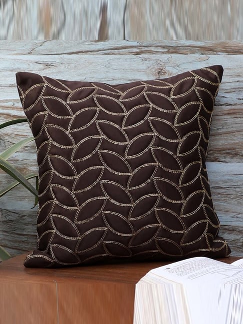 MFD HOME Furnishing Coffee Brown Satin Cushion Cover - Set of 1-picture-33