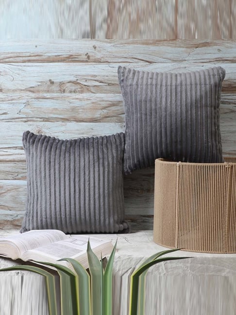 MFD HOME Furnishing Grey Velvet Cushion Cover - Set of 2-picture-10