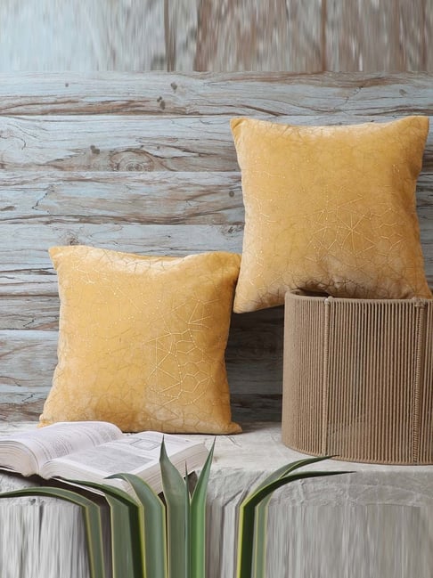 Buy MFD HOME Furnishing Beige Velvet Cushion Cover Set of at