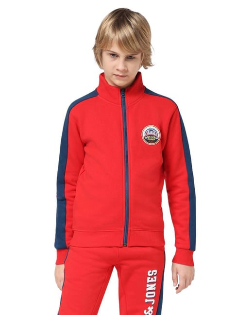 Jack & Jones Junior Mars Red Color Block Full Sleeves Sweatshirt-picture-46