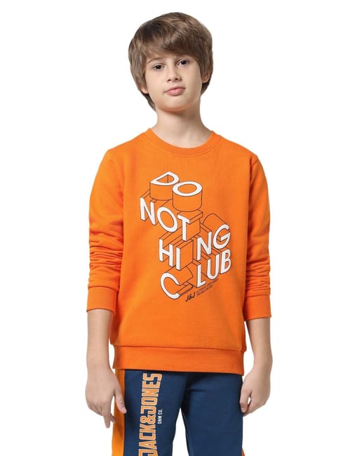 Jack & Jones Junior Orange Printed Full Sleeves Sweatshirt-picture-23