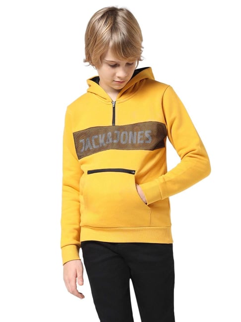 Jack Jones Junior Yellow Printed Full Sleeves Sweatshirt