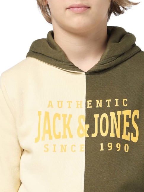 Jack & Jones Junior Green & Cream Color Block Full Sleeves