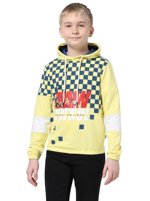 Jack Jones Junior Yellow Blue Printed Full Sleeves Sweatshirt