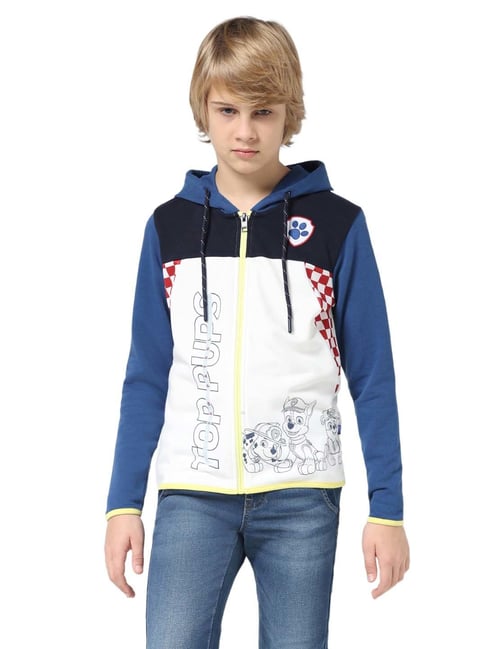 Jack & Jones Junior White & Blue Printed Full Sleeves Sweatshirt-picture-17