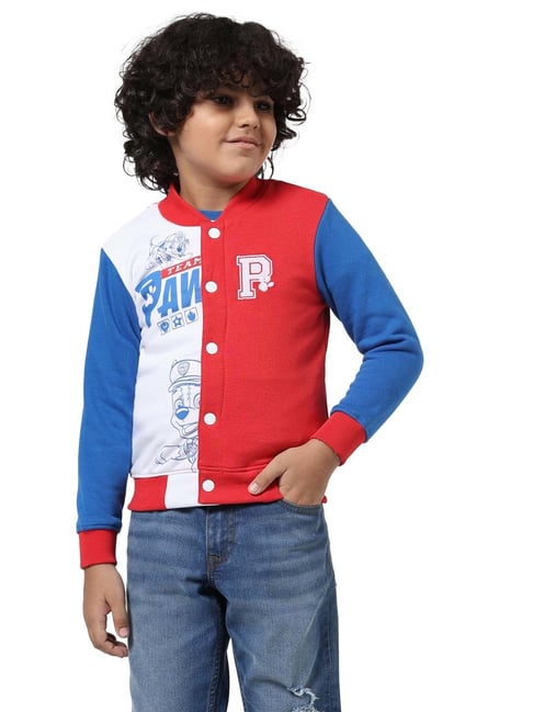 Jack Jones Junior White Red Printed Full Sleeves Sweatshirt