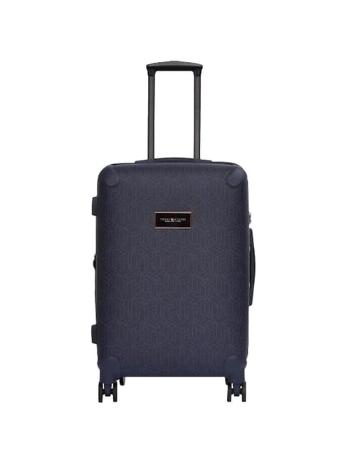 Tommy Hilfiger Navy Printed Small Hard Cabin Trolley Bag-image-27