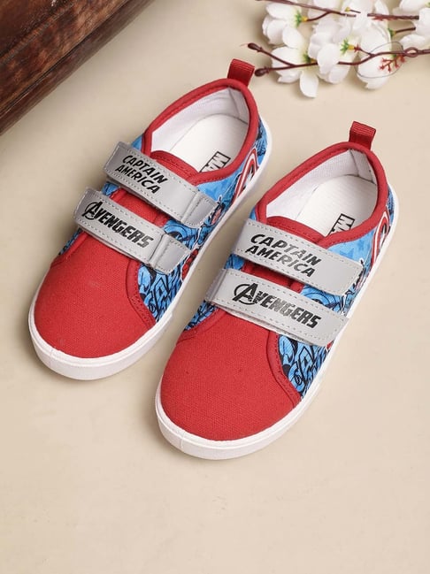 Kidsville Red Blue Captain America Printed Velcro Shoes