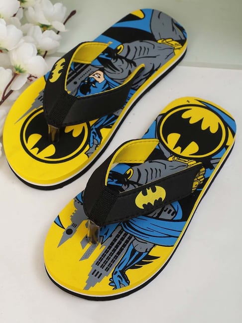 Kidsville Black Yellow Batman Printed Flip Flops