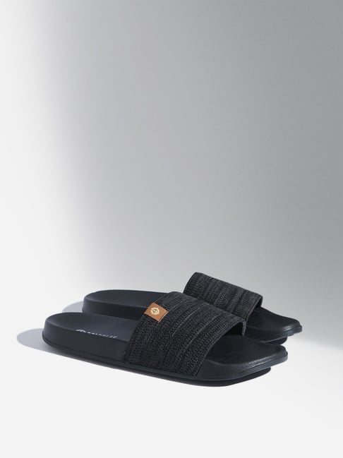 SOLEPLAY by Westside Black Knit Textured Flip Flop