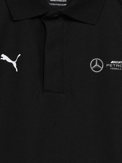 Puma Kids MAPF1 Black Cotton Logo Polo T-Shirt