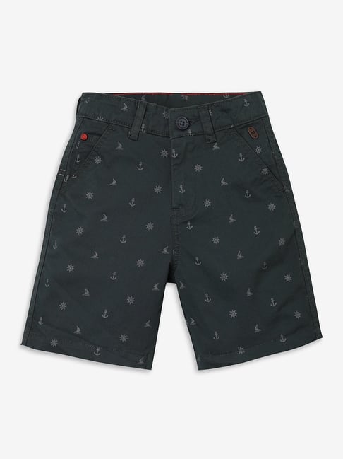 Ed-a-Mamma Kids Green Printed Shorts