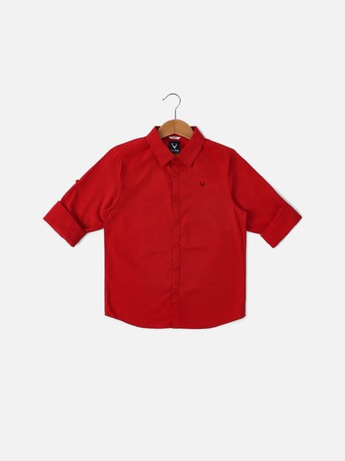 Allen Solly Junior Red Cotton Logo Full Sleeves Shirt-picture-30