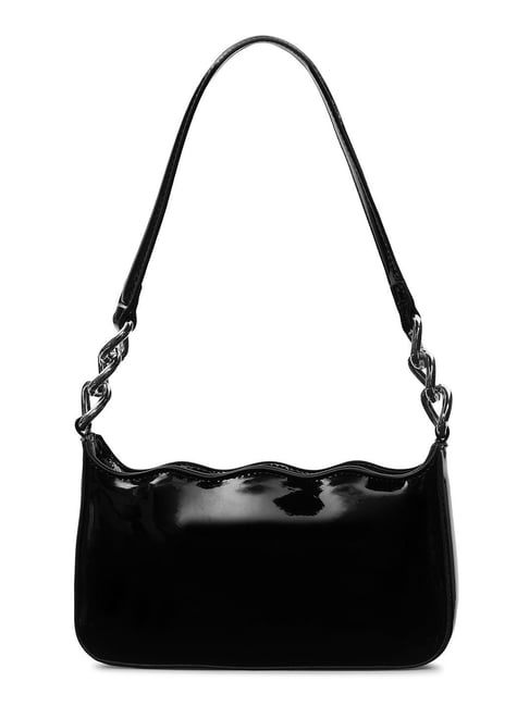 Shoulder Bag Black Patent Satchel Buy RSVP By Nykaa Fashion Black