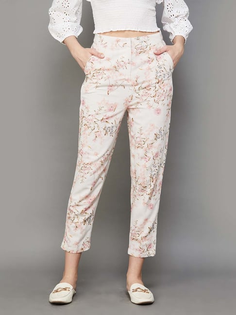 Code by Lifestyle Beige Printed Cropped Pants